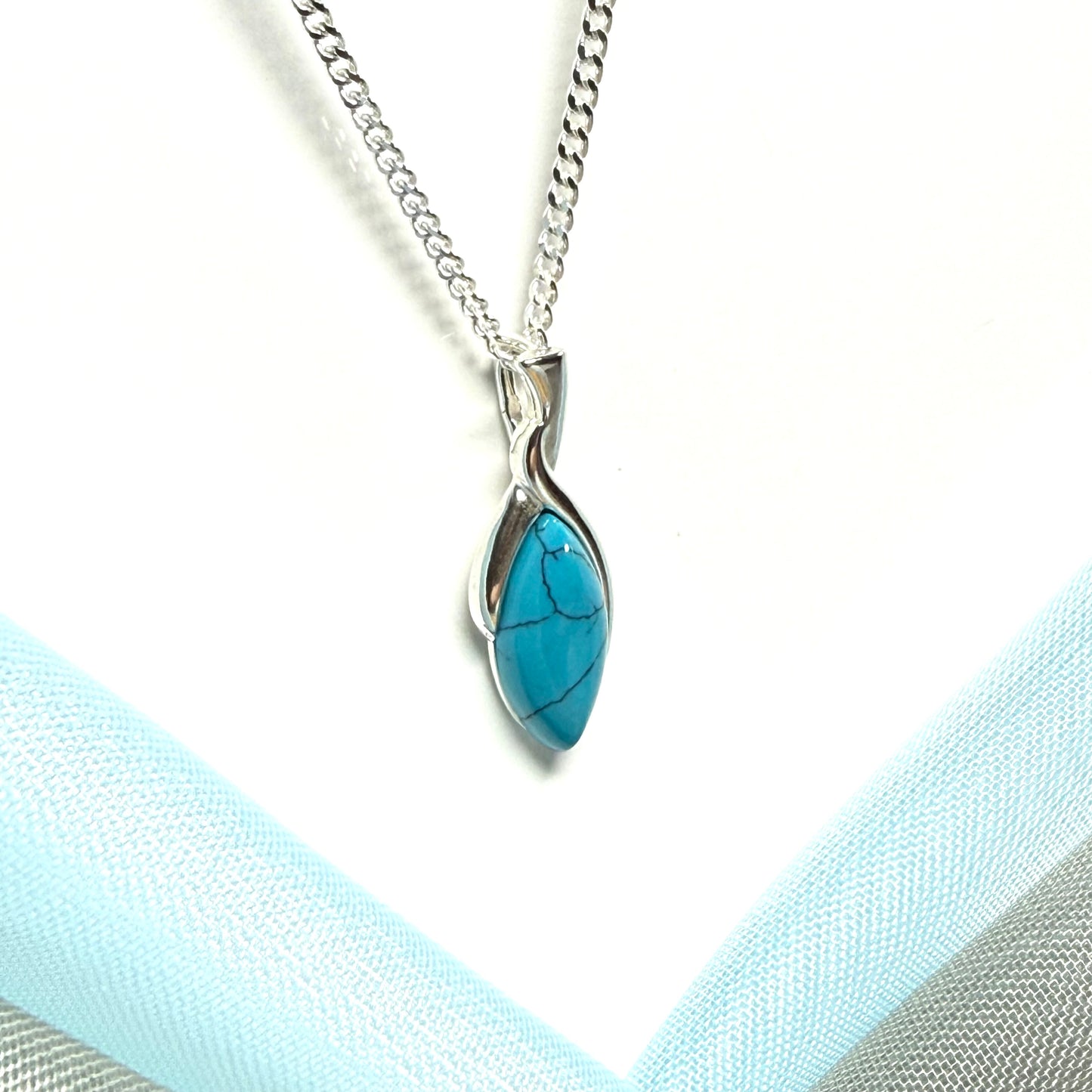 Turquoise marquise cut necklace with chain