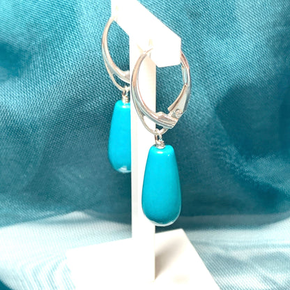 Small Teardrop Turquoise Sterling Silver Drop Earrings