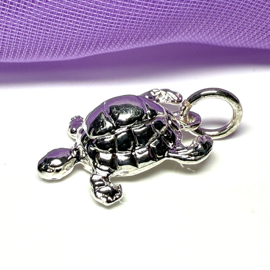 Turtle charm solid sterling silver