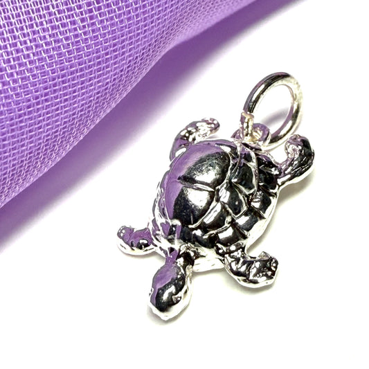 Turtle charm solid sterling silver