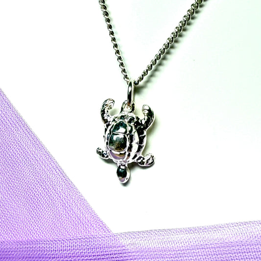 Turtle necklace solid sterling silver pendant