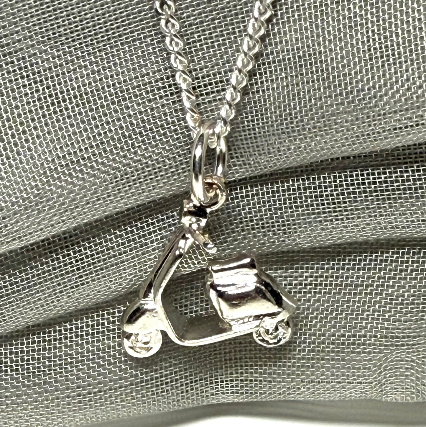Vespa Scooter Shaped Necklace Sterling Silver Pendant