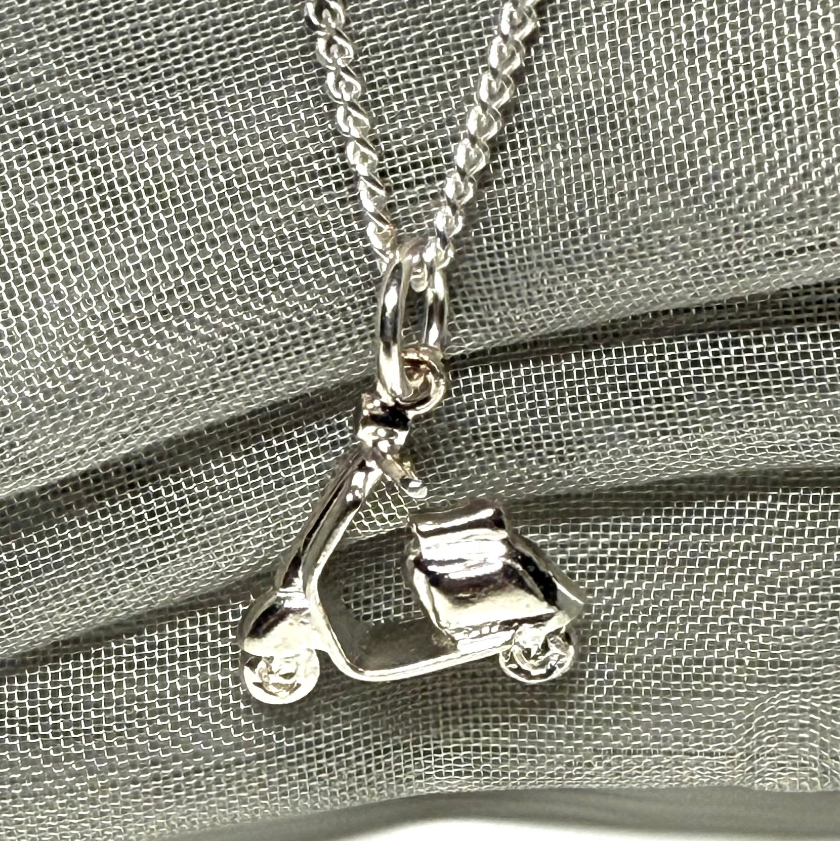Vespa Scooter Shaped Necklace Sterling Silver Pendant
