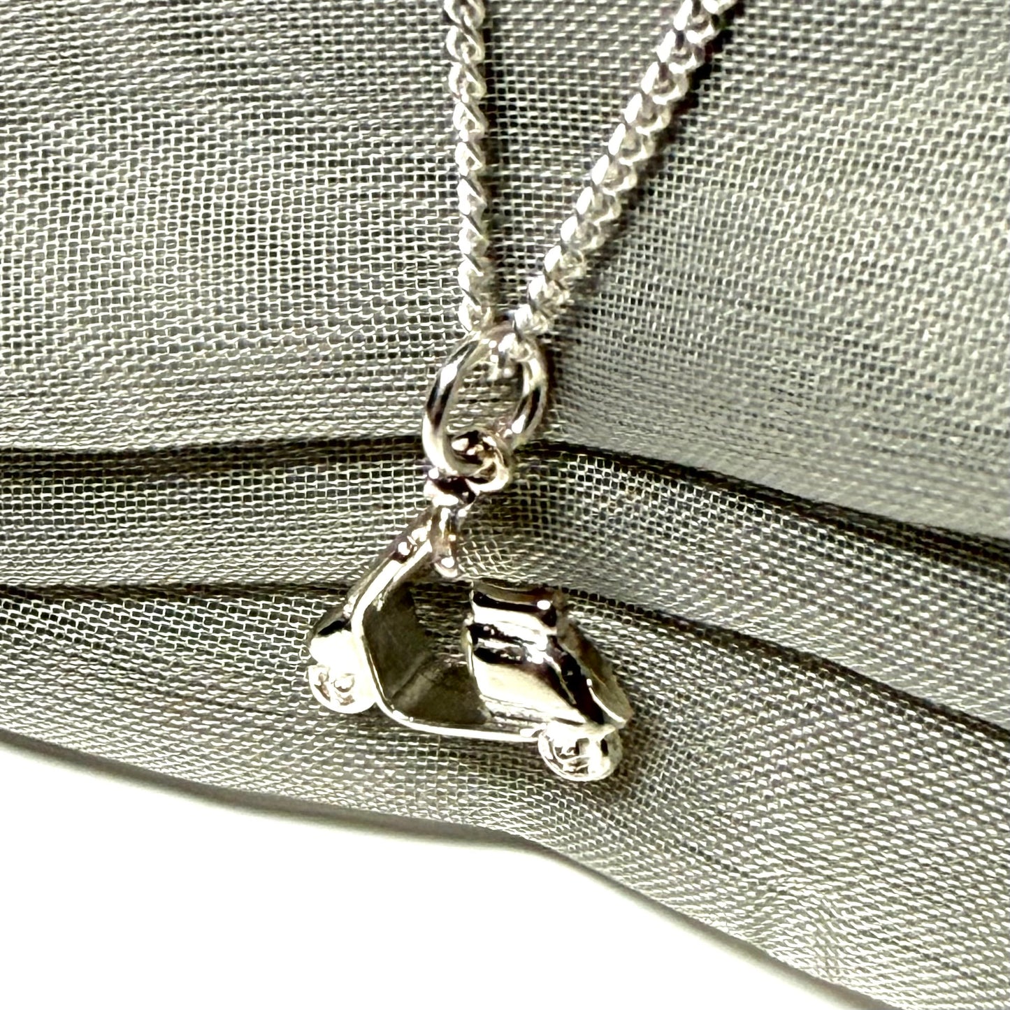 Vespa Scooter Shaped Necklace Sterling Silver Pendant with chain