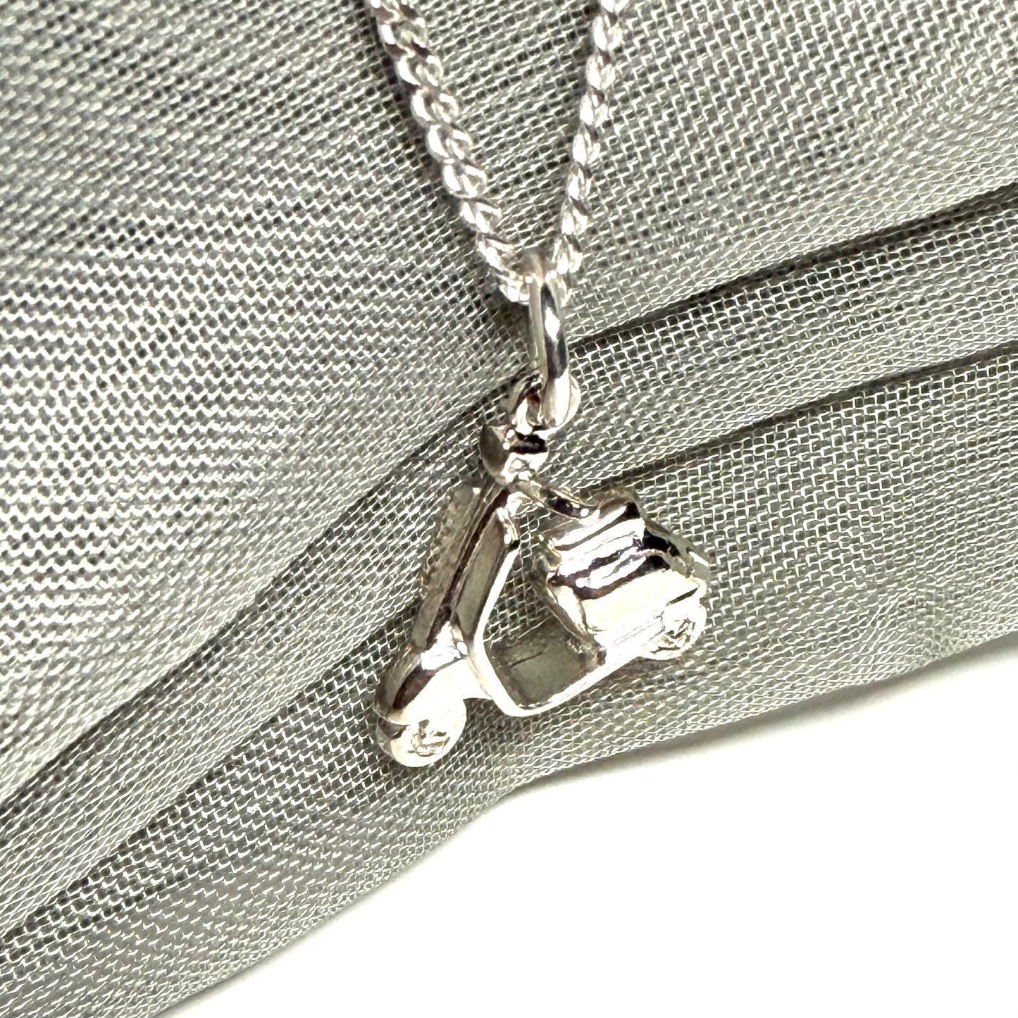 Vespa Scooter Shaped Necklace Sterling Silver Pendant