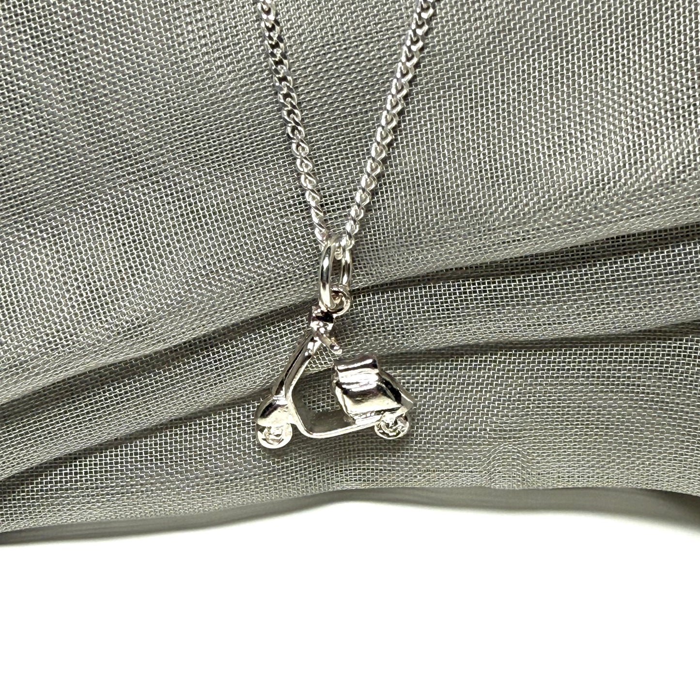 Vespa Scooter Shaped Necklace Sterling Silver Pendant with chain