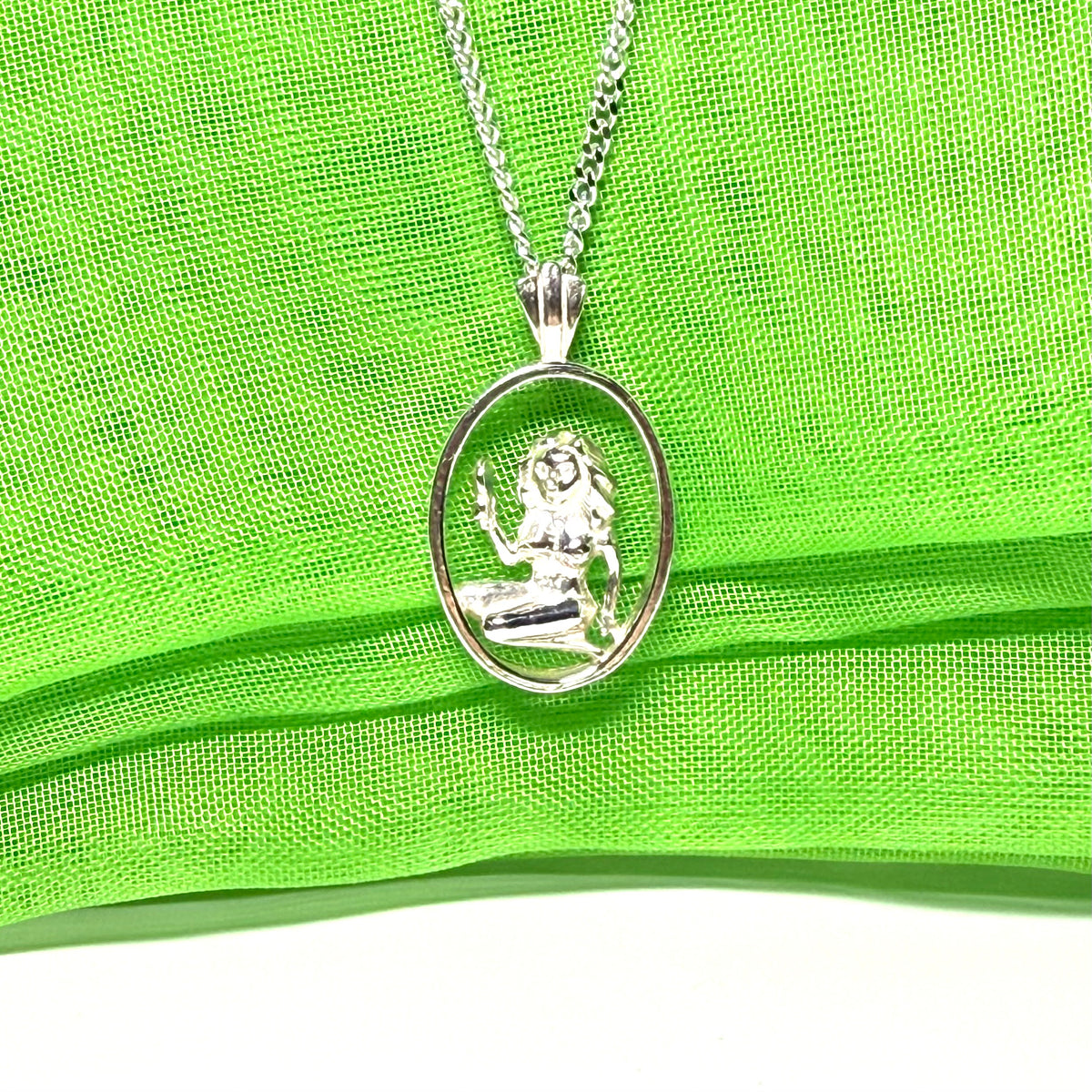 Virgo Zodiac Oval Necklace Sterling Silver Pendant