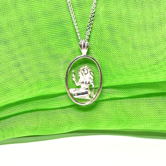 Virgo Zodiac Oval Necklace Sterling Silver Pendant