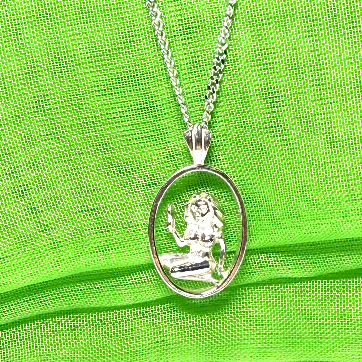 Virgo Zodiac Oval Necklace Sterling Silver Pendant