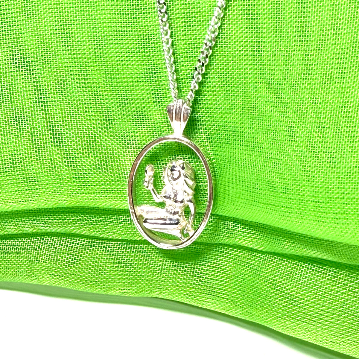 Virgo Zodiac Oval Necklace Sterling Silver Pendant