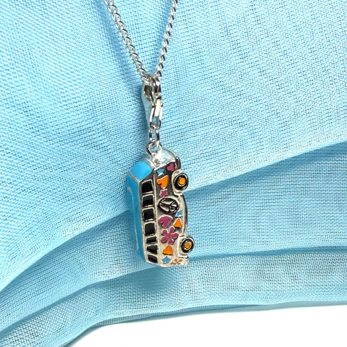 Volkswagen inspired bus VW camper van necklace sterling silver pendant with chain