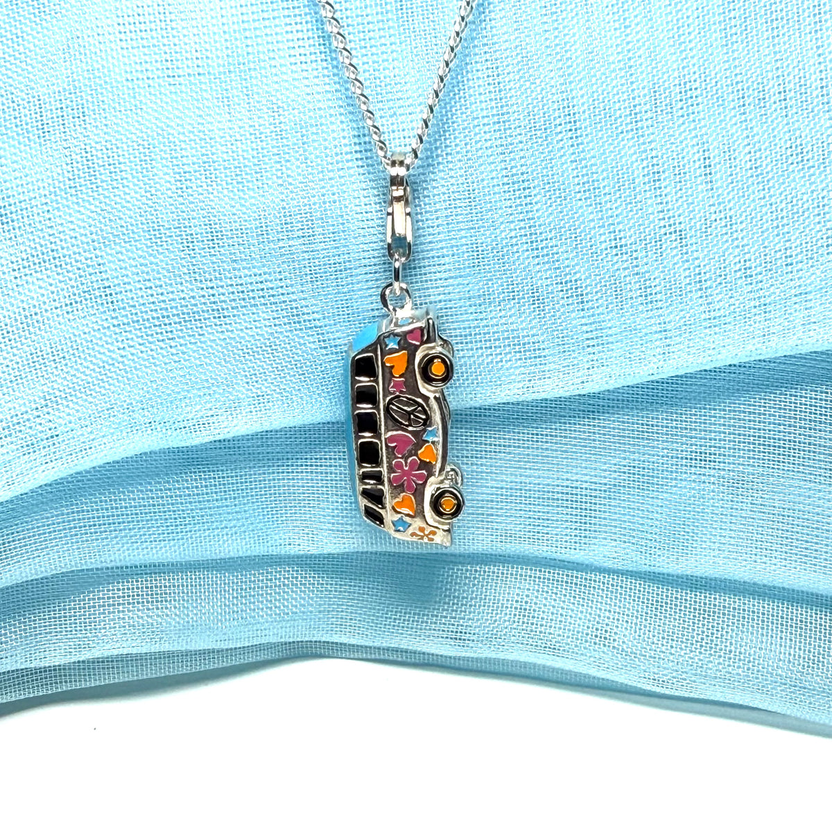 Volkswagen inspired bus VW camper van necklace sterling silver pendant with chain