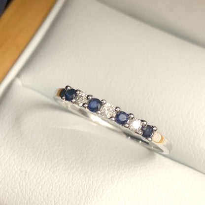 White Gold Blue Sapphire And Diamond Claw Set Eternity Ring