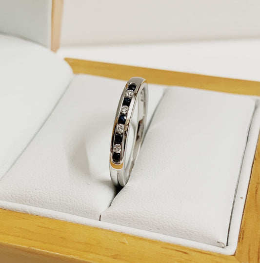 White Gold Blue Sapphire And Diamond Eternity Ring Channel Set