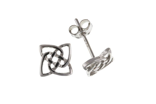 White Gold Celtic Stud Earrings