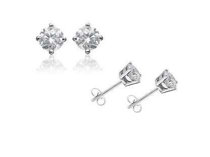 Platinum diamond stud earrings single stone claw setting 40 points