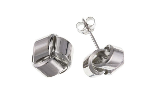 White Gold Large Round Knot Stud Earrings
