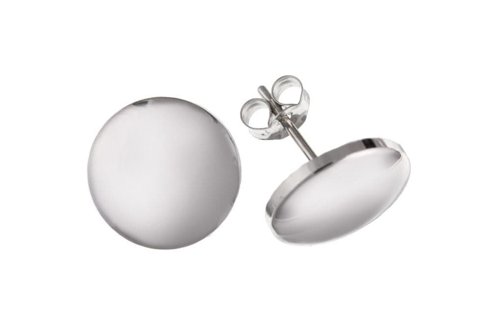 White Gold Large Smooth Rounded Stud Earrings