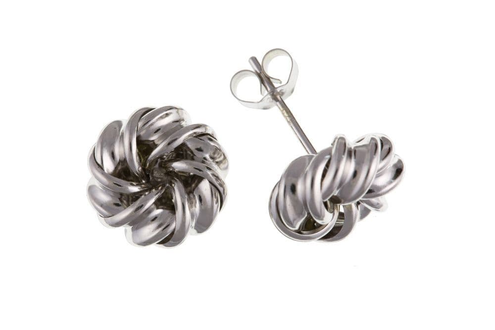 White Gold Large Swirled Knot Stud Earrings