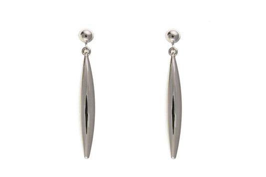 White Gold Long Drop Earrings