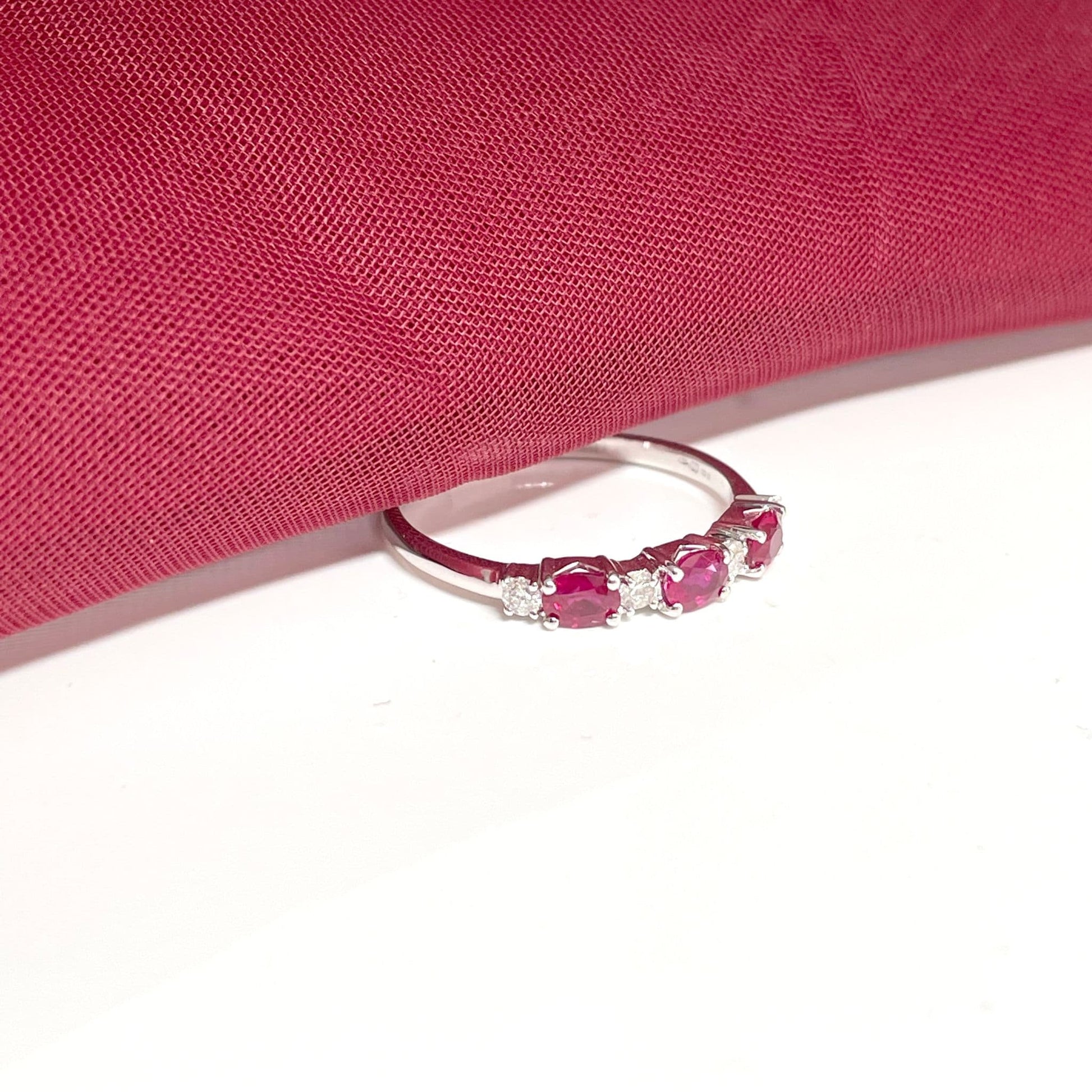 White Gold Oval Ruby And Diamond Claw Set Eternity Ring