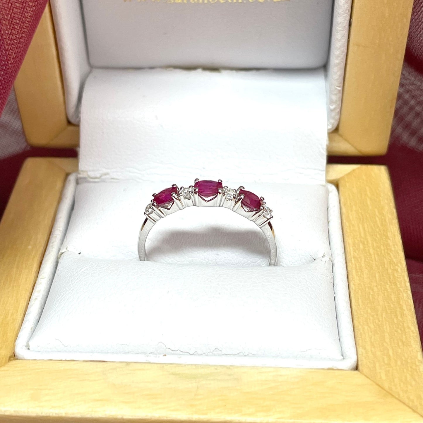 White Gold Oval Ruby And Diamond Claw Set Eternity Ring