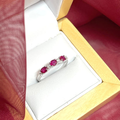 White Gold Oval Ruby And Diamond Claw Set Eternity Ring