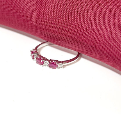 White Gold Oval Ruby And Diamond Claw Set Eternity Ring