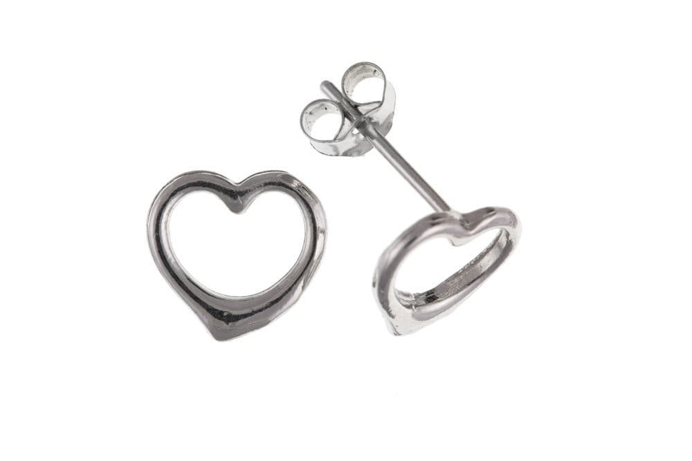 White Gold Pierced Heart Shaped Earrings