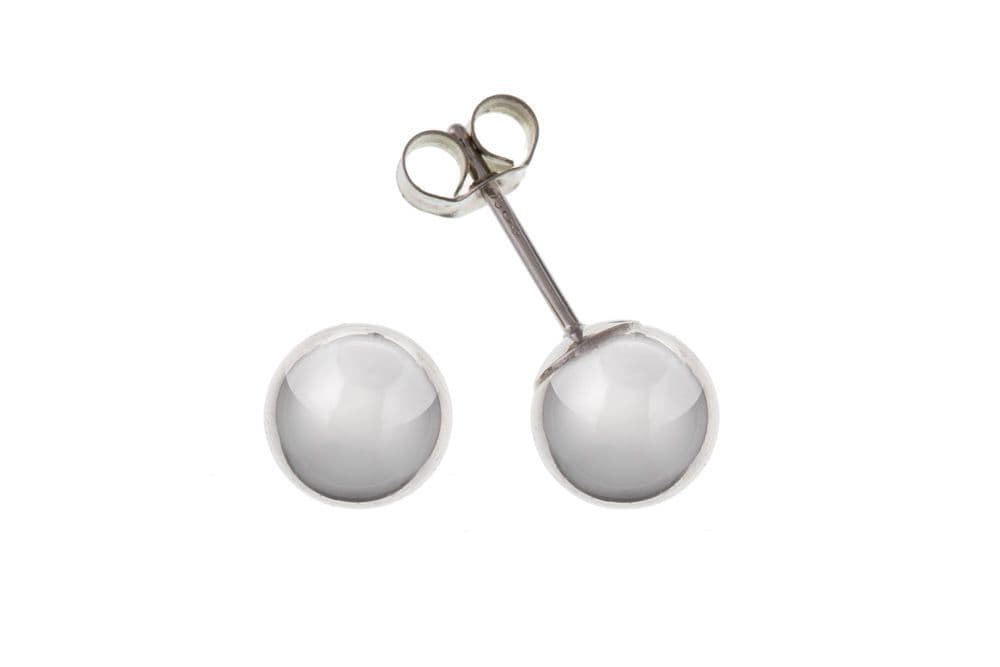 White Gold Plain Ball Stud Earrings