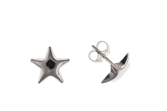 White Gold Star Stud Earrings