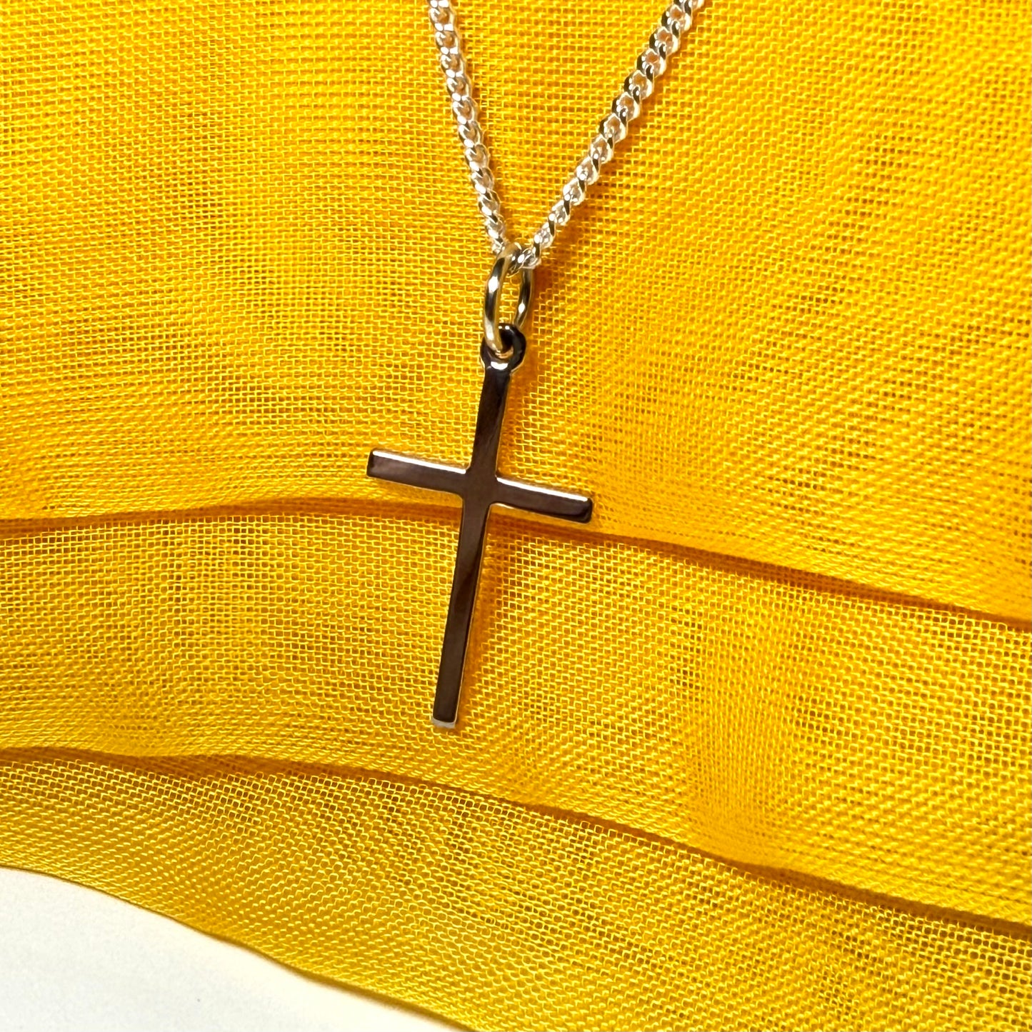 White gold cross plain highly polished