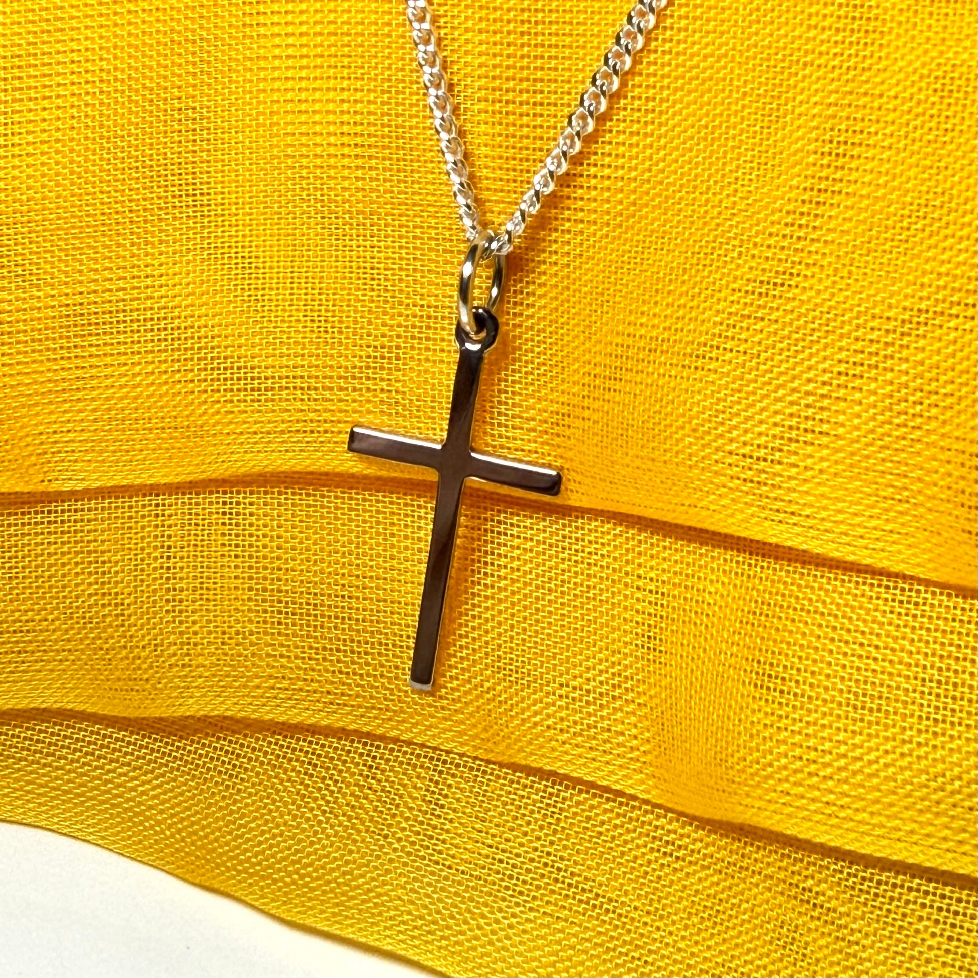 White gold cross plain highly polished