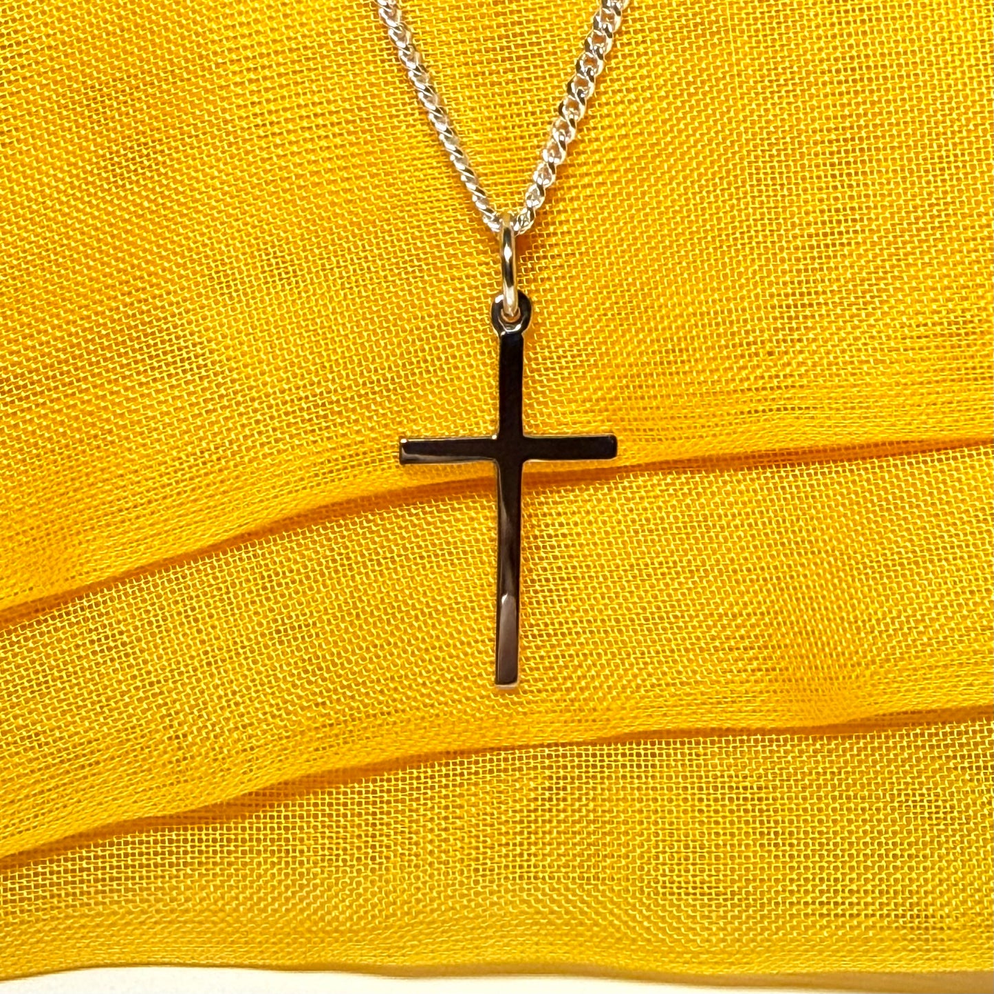White gold cross plain highly polished