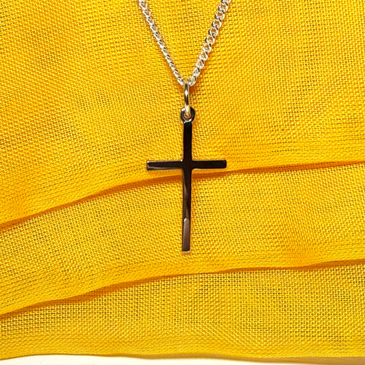 White gold cross plain highly polished