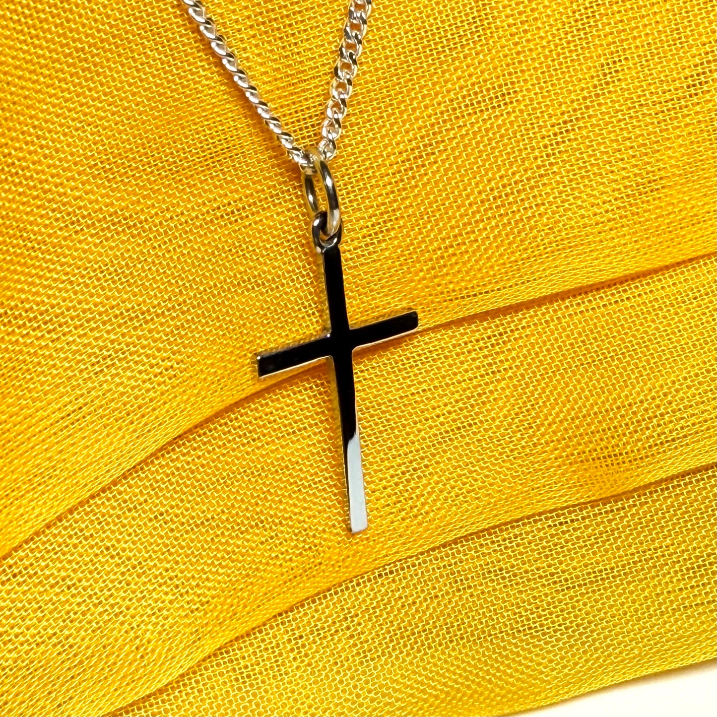 White gold cross plain highly polished