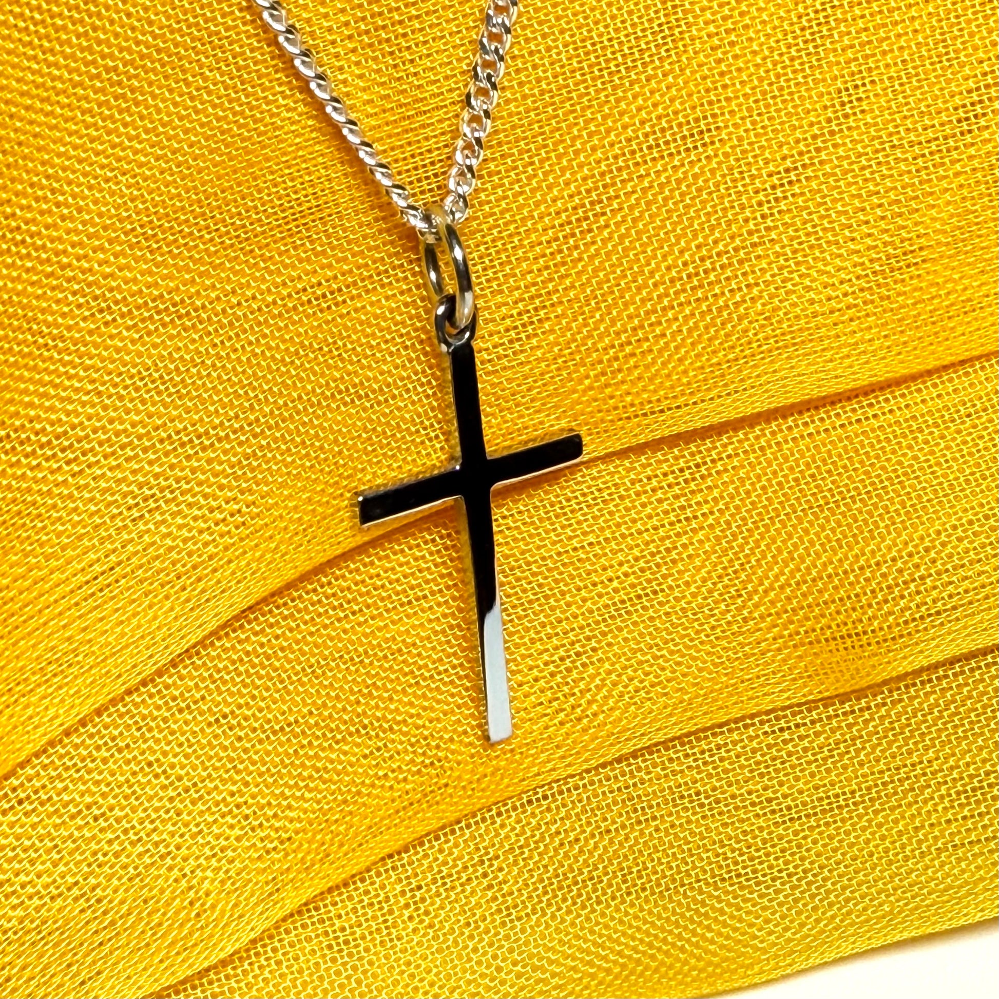 White gold cross plain highly polished