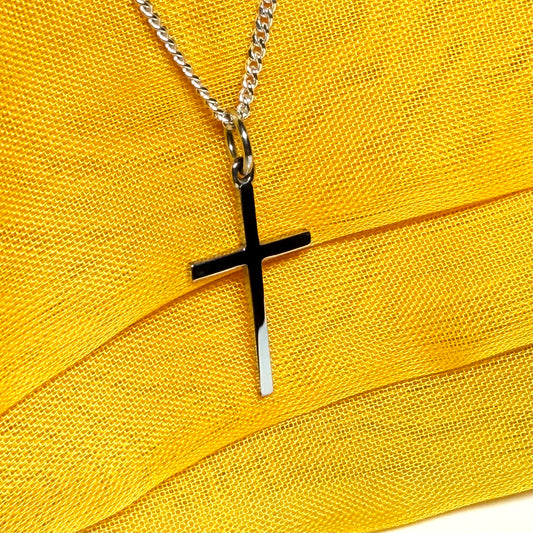 White gold cross plain highly polished