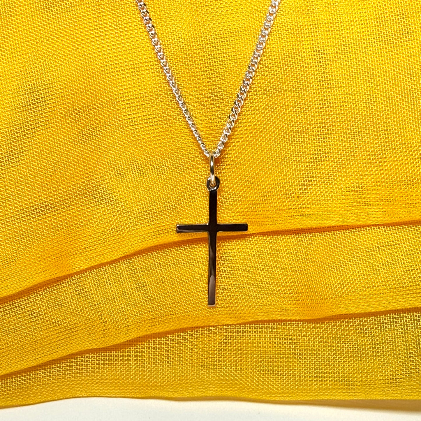 White gold cross plain highly polished