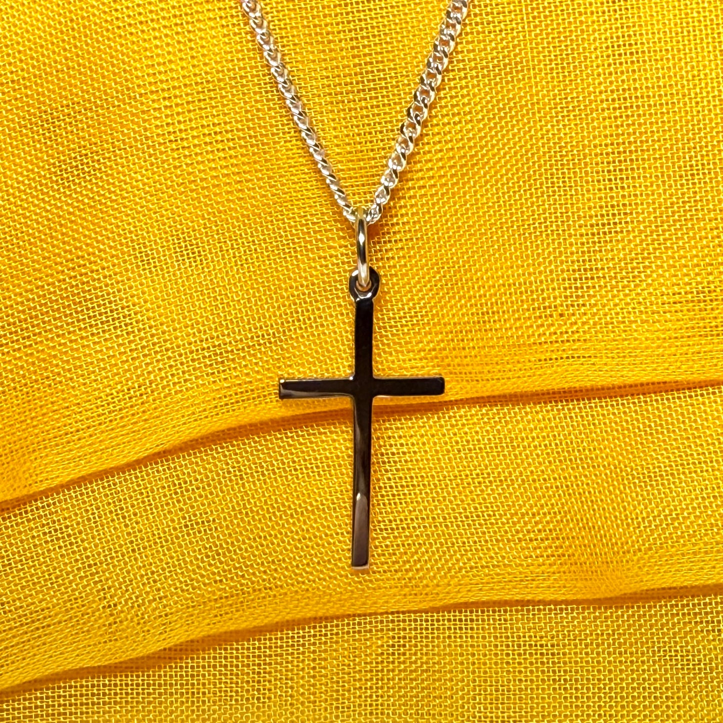 White gold cross plain highly polished