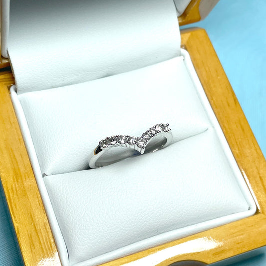 White gold diamond wishbone ring