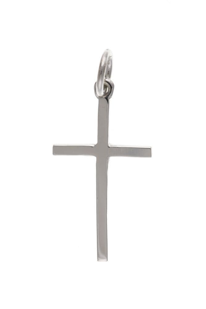 White gold cross plain highly polished