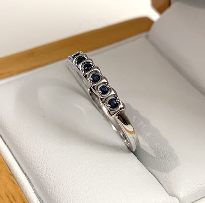 Dark Blue Sapphire Eternity Ring White Gold