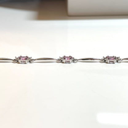 Pink sapphire and diamond white gold bracelet