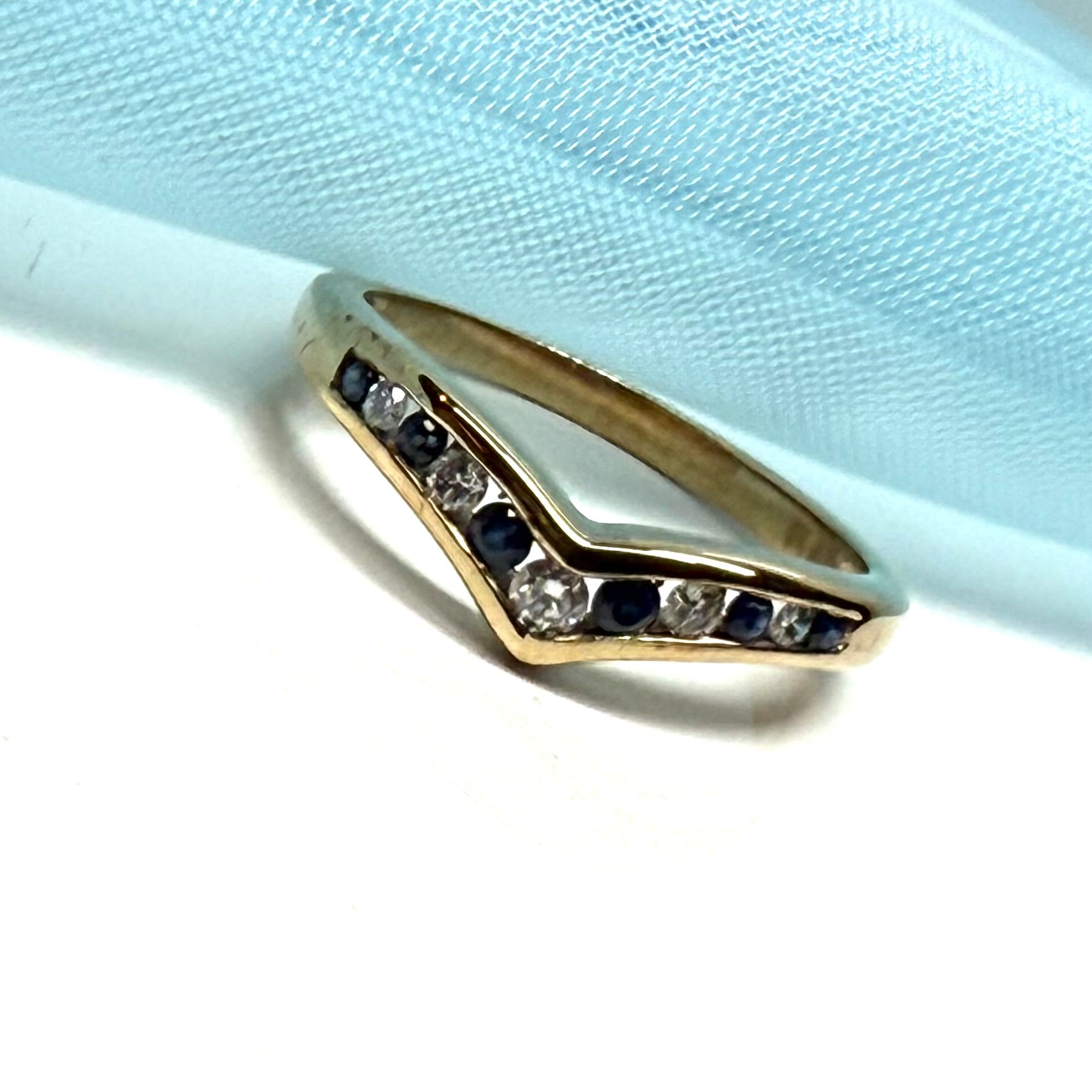 Wishbone Sapphire And Diamond Yellow Channel Set Gold Ring