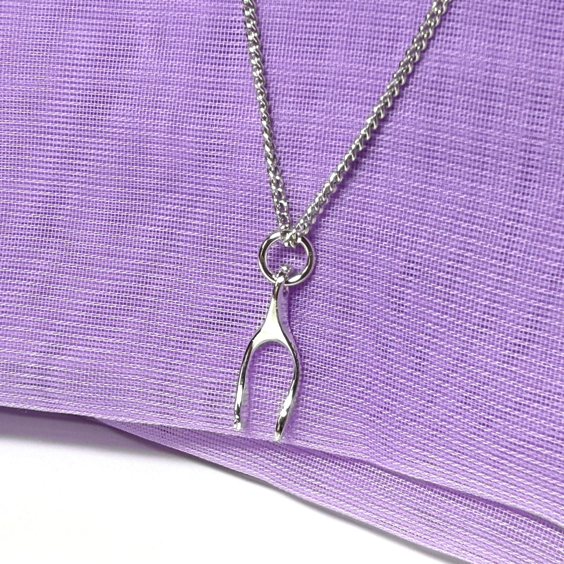 Wishbone necklace pendant sterling silver including chain