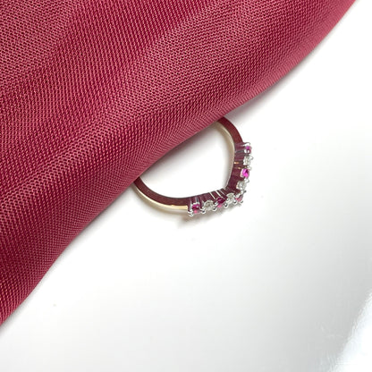 Wishbone ring ruby and diamond yellow gold