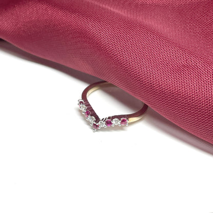 Wishbone ring ruby and diamond yellow gold