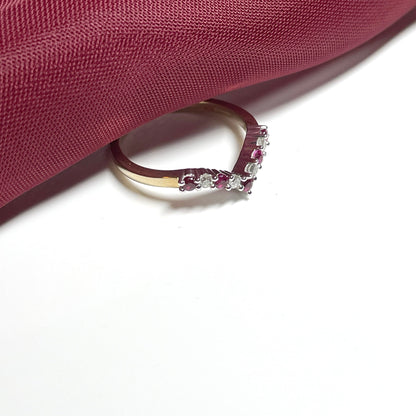 Wishbone ring ruby and diamond yellow gold