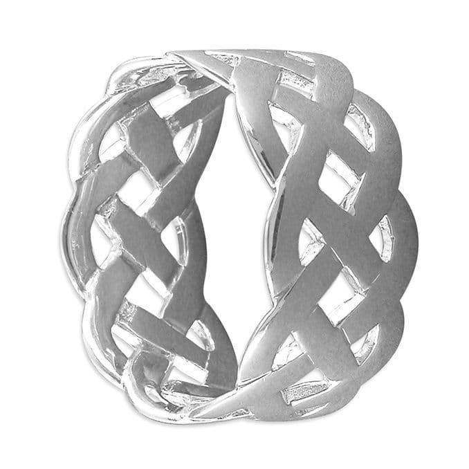 Woven Patterned Sterling Silver Men's Wedding Ring 11 mm Wide